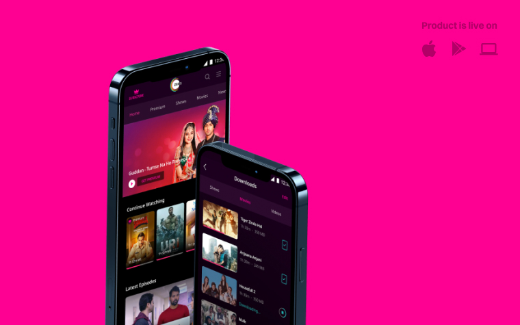 ZEE5 case study - OTT platform redesign showing mobile screens